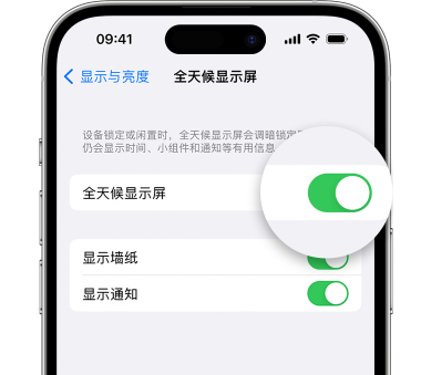 辽宁苹果15预约维修分享iPhone15如何设置全天候显示屏幕可见 