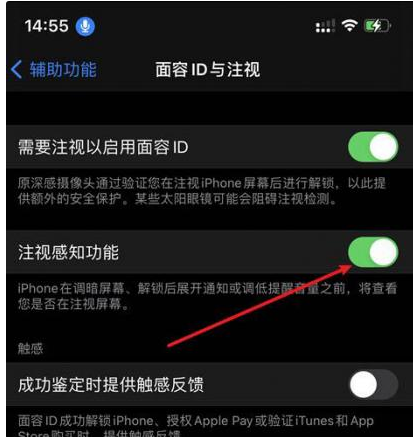 辽宁苹果14维修网点分享iPhone14注视感知功能有什么用 